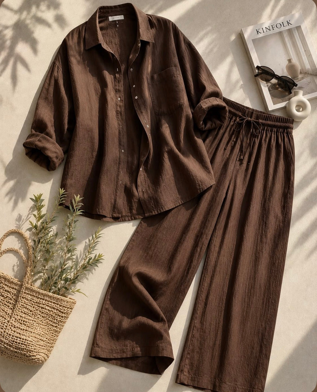 2pc Textured Chocolate Brown Coord set
