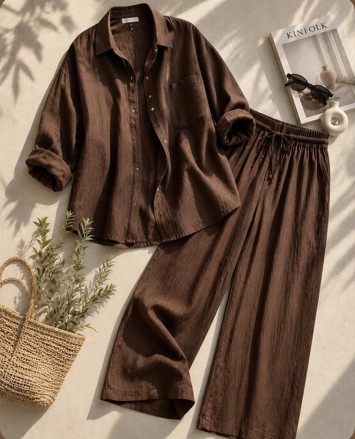 2pc Textured Chocolate Brown Coord set