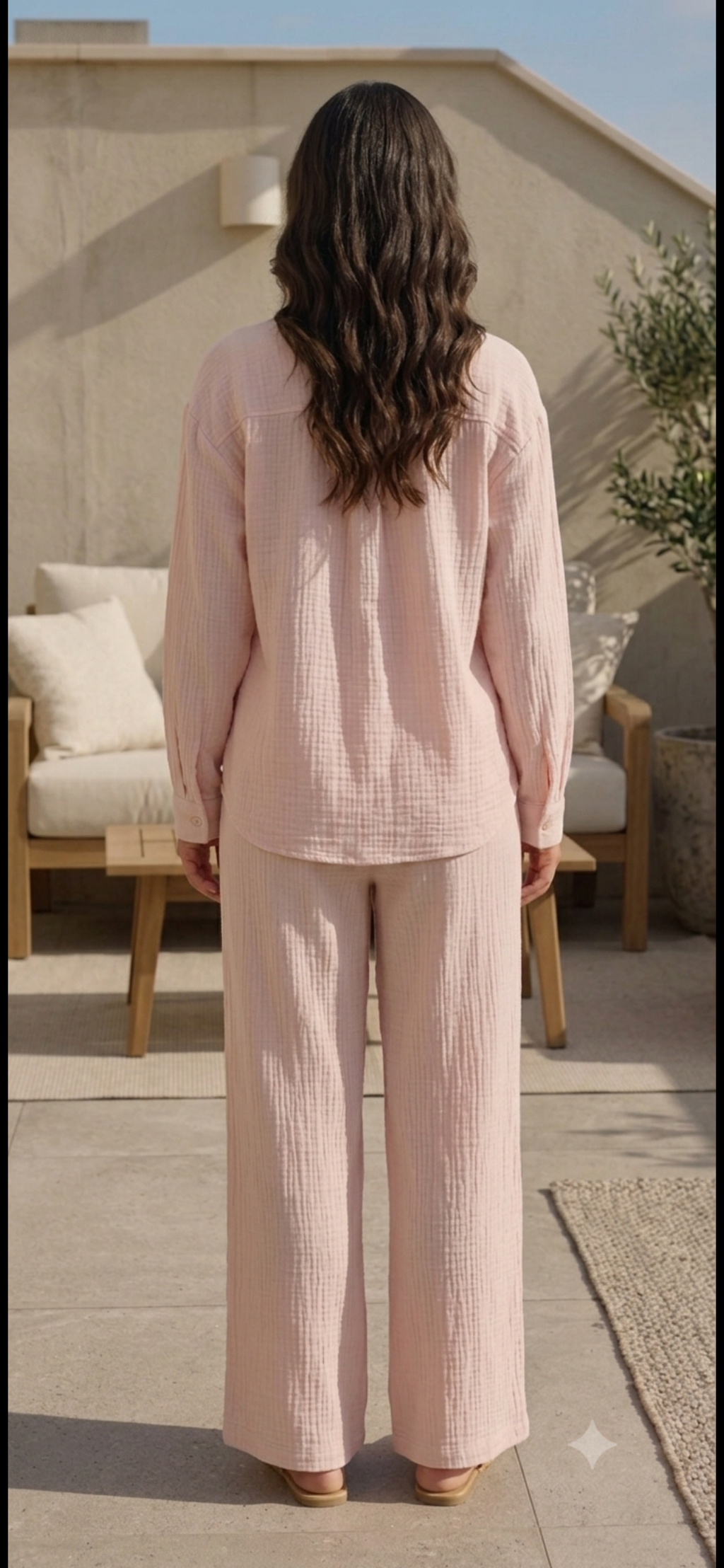 Tea pink Turkish Crepe Co-ord Set