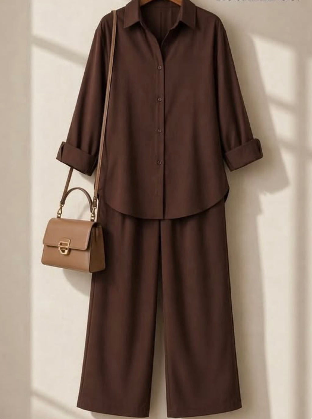 2pc Textured Chocolate Brown Coord set